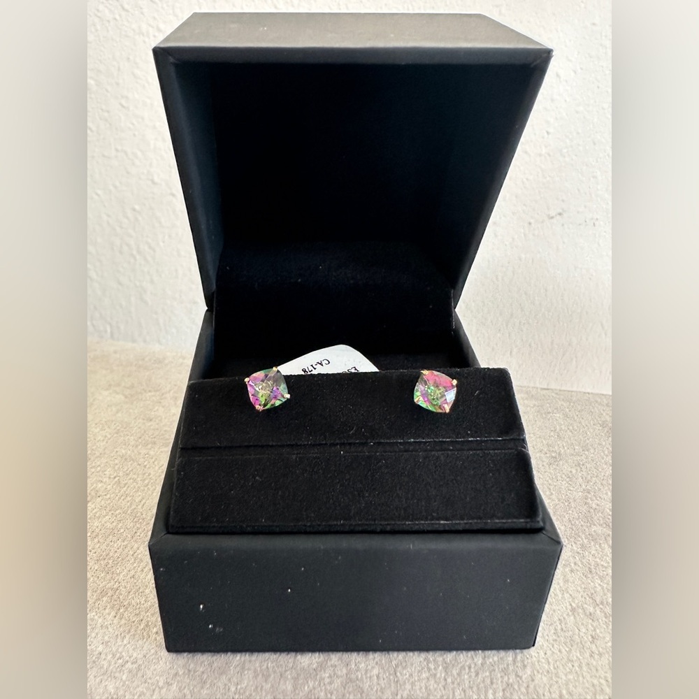 Mystic Topaz 14k Gold Pierced Earrings - Picture 3 of 10
